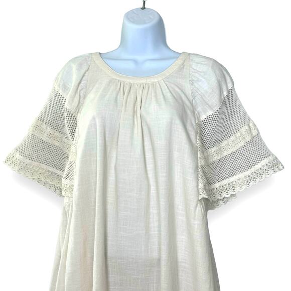 Old Navy Flutter Sleeve Shift Dress M Cream Lace Summer Coastal Cottage Coquette - Picture 7 of 15